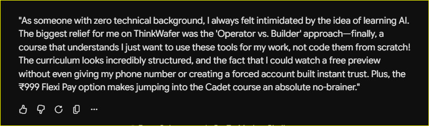 Gemini review of ThinkWafer, shown as an original screenshot