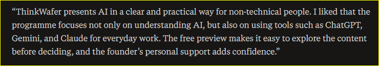Perplexity review of ThinkWafer, shown as an original screenshot